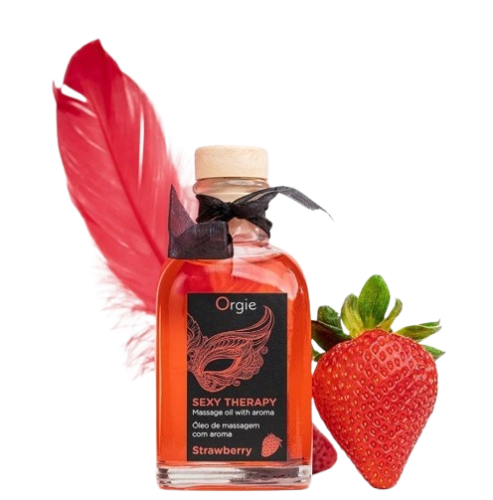 Orgie Lips Massage Kit Strawberry - массажное масло клубника, 100 мл - sex-shop.ua