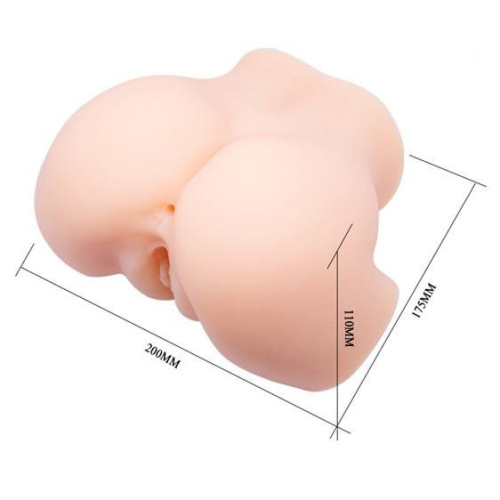 LyBaile Crazy Bull Dual Vagina and ass Flesh - мастурбатор вагіна та анус з вібрацією, 17.5 см (тілесний)