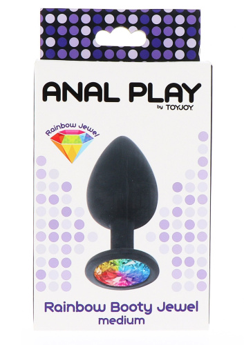 Toy Joy Rainbow Booty Jewel Medium - Анальная пробка с радужным кристаллом в основании, 8х3.5 см (M) - sex-shop.ua