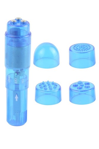 Pipedream Waterproof Mini Mite - Вибратор с разными насадками, 9.5х2.4 см (синий) - sex-shop.ua