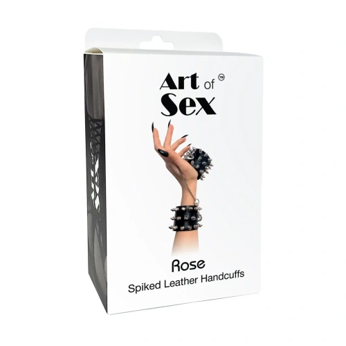 Art of Sex - Rose Spiked Leather Handcuffs - Наручники с шипами, натуральная кожа - sex-shop.ua
