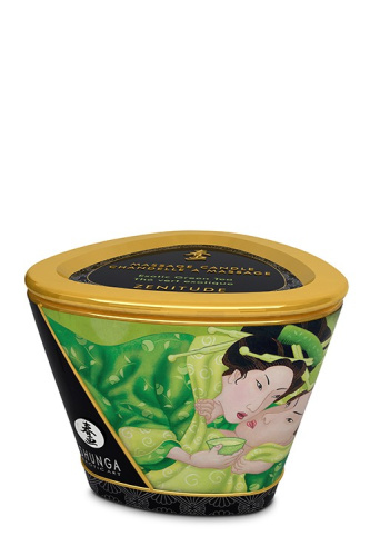 Shunga Massage Candle Exotic Green Tea - Масажна свічка з ароматом зеленого чаю, 170 мл