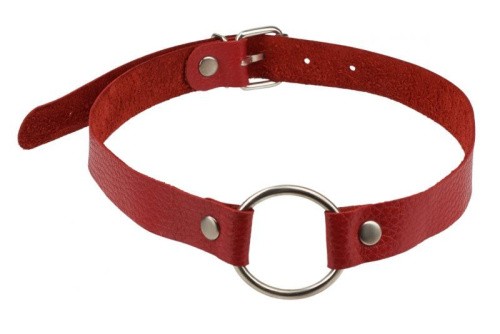 sLash Leather O-Ring Gag - кляп кільце, 38 см (червоний)