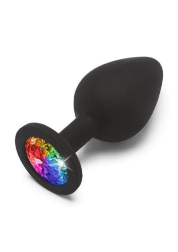 Toy Joy Rainbow Booty Jewel Medium - Анальна пробка з райдужним кристалом в основі, 8х3.5 см (M)