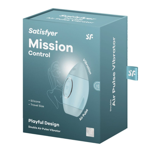 Satisfyer Mission Control - Вакуумный стимулятор, 10 см (голубой) - sex-shop.ua