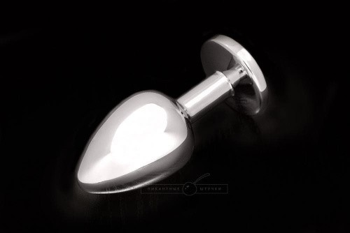 Пикантные Штучки - Маленькая серебристая анальная пробка с закругленным кончиком и кристаллом, 7х3 см (бриллиант) - sex-shop.ua