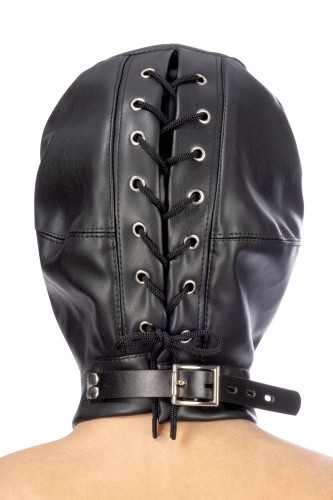 Fetish Tentation BDSM hood in leatherette with removable gag - Капюшон з кляпом для БДСМ