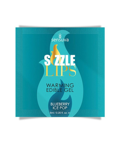 Sensuva - Sizzle Lips Blueberry Ice Pop - Пробник массажного согревающего геля, 6 мл - sex-shop.ua