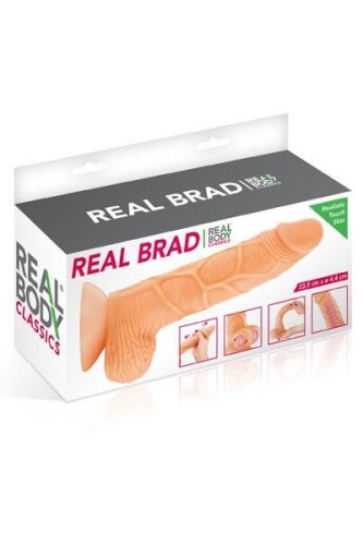 Real Body Real Brad - фалоімітатор з рухомим крайнім тілом, 15,5х4,5 см.