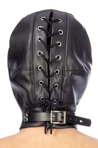 Fetish Tentation BDSM hood in leatherette with removable mask - Капюшон для БДСМ із маскою, що знімається