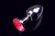 Пикантные Штучки - Маленькая серебристая анальная пробка с закругленным кончиком и кристаллом, 7х3 см (тёмно-красный) - sex-shop.ua