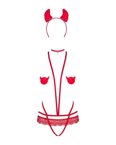Obsessive Evilia teddy red S/M - Женский костюм дьявола - sex-shop.ua