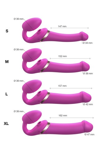 Strap-On-Me Multi Orgasm - M - Безремневой вибрострапон с вакуумной стимуляцией (фуксия), 15.2х3.8 см - sex-shop.ua