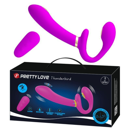 Pretty Love - Thunderbird harness-free Stimulator - Страпон безременний, 14.8х3.8 см (фіолетовий)
