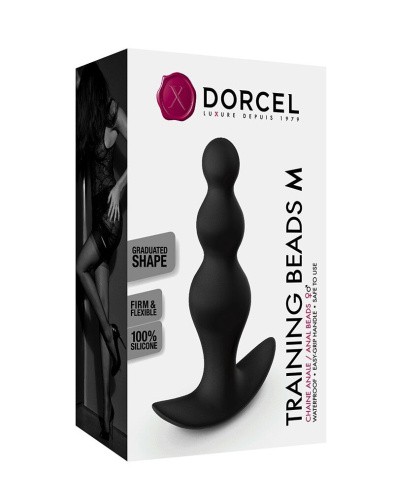 Dorcel Training Beads M - анальна ялинка, 10х3.2 см (чорний)