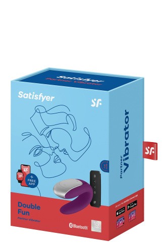 Satisfyer Double Fun - смарт-вибратор для пар, 9х3 см (фиолетовый) - sex-shop.ua