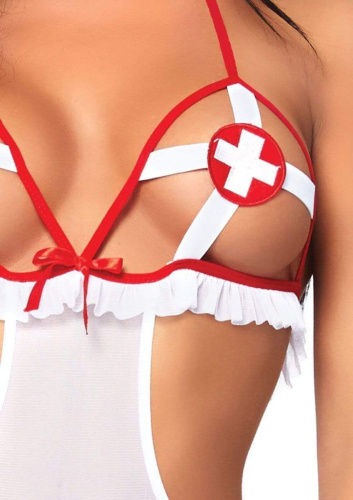 Leg Avenue-Roleplay Naughty Nurse White/Red - Сексуальний комплект медсестри, OS