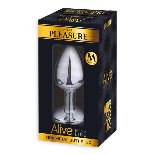 Alive Mini Metal Butt Plug - Анальная пробка - M, 8х3.4 см (розовая) - sex-shop.ua