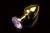 Пикантные Штучки - Малая золотистая анальная пробка с кристаллом, 7,5х2,5 см (сиреневый) - sex-shop.ua