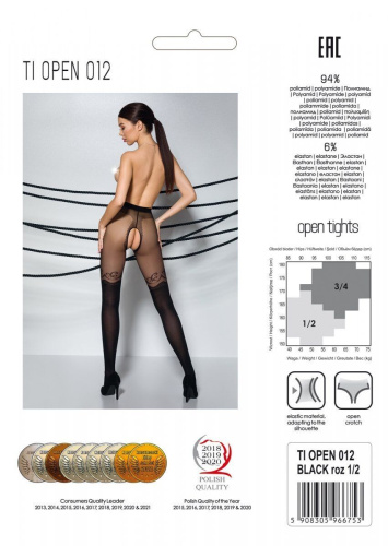 Passion Tiopen 012 - Колготки с открытым доступом, 5 (чёрный) - sex-shop.ua