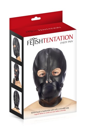 Fetish Tentation BDSM hood in leatherette with removable gag - Капюшон с кляпом для БДСМ - sex-shop.ua