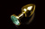 Пикантные Штучки - Малая золотистая анальная пробка с кристаллом, 7,5х2,5 см (изумрудный) - sex-shop.ua