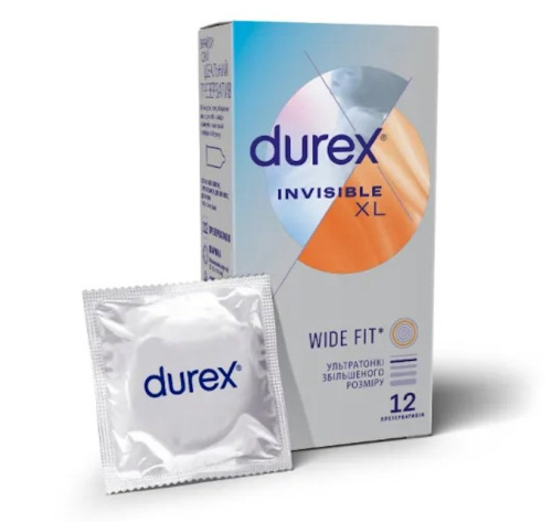 Durex Invisible XL - Ультратонкие презервативы, 12 шт - sex-shop.ua