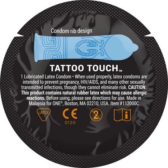 One Tattoo Touch - презерватив с уникальным текстурным рисунком (голубой)
