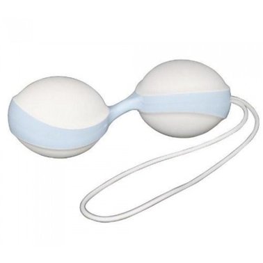 Amor Gym Balls Duo - вагинальные шарики, 9,6х3,6 см., (белые с голубым) - sex-shop.ua