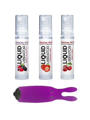 Amoreane Med набор из 3-х вкусов стимулирующего лубриканта и вибропули Adrien Lastic 