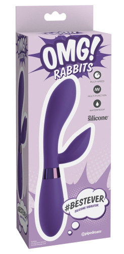 Pipedream OMG Bestever Silicone Vibrator - Ввибратор-кролик с ушками, 10.2х3.6 см (фиолетовый) - sex-shop.ua