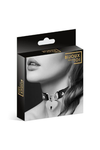 Bijoux Pour Toi Heart Lock Black - чокер с замочком-сердечком (чёрный) - sex-shop.ua