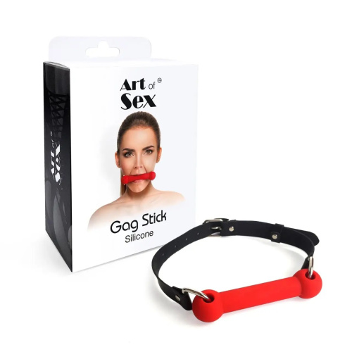 Art of Sex - Gag Stick Silicon - Кляп-палка (красный) - sex-shop.ua