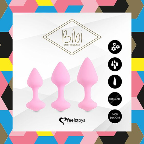 FeelzToys - Bibi Butt Plug Set 3 - Набор силиконовых анальных пробок (розовый) - sex-shop.ua