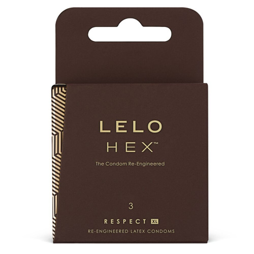LELO HEX Condoms Respect XL - большие тонкие презервативы из натурального латекса, 3 шт - sex-shop.ua
