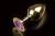 Пікантні Штучки - Велика золотиста анальна пробка з кристалом, 9х4 см (фіолетовий)