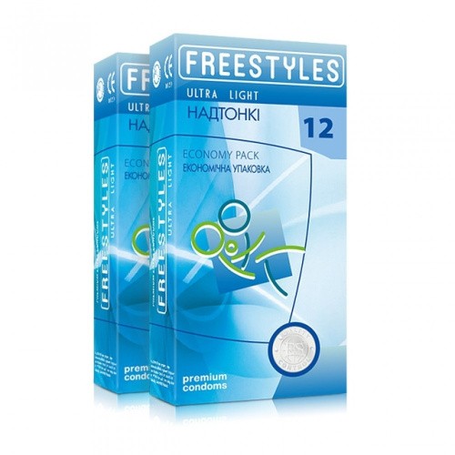 Freestyles Light - Ультратонкие презервативы с увлажнением, 12 шт - sex-shop.ua