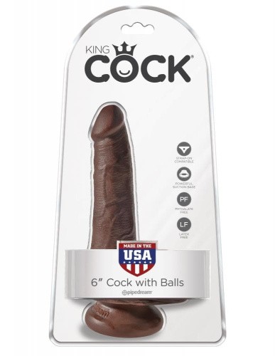 King Cock 6' Cock With Balls Brown - Фаллоимитатор 15.2х3.8 см (коричневый)