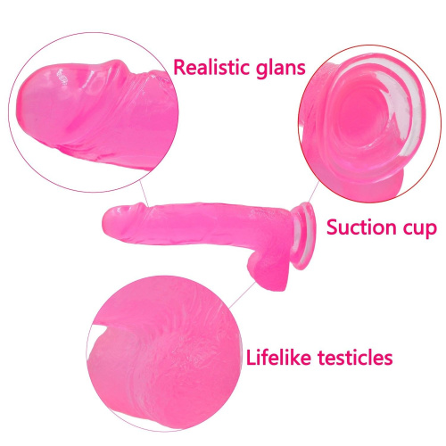 LoveToy Jelly Studs Crystal Dildo, Large - Фалоімітатор з мошонкою, 20 см (рожевий) - купити в Україні | Секс шоп SEX-SHOP.ua