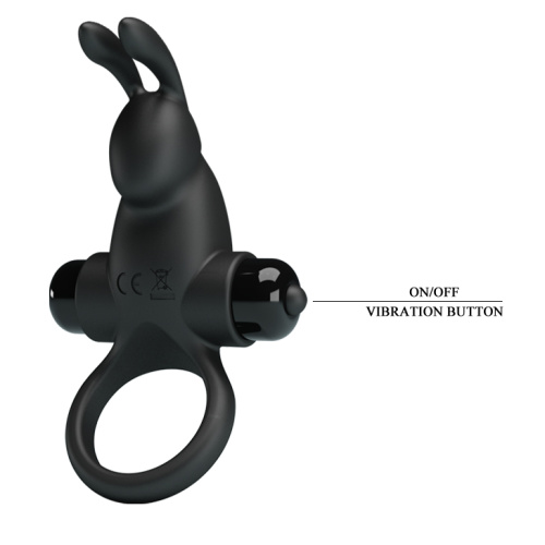 Pretty Love Vibro Penis Ring Rabbit I - Эрекционное кольцо с вибрацией, 11.3х2.8 см (черный)