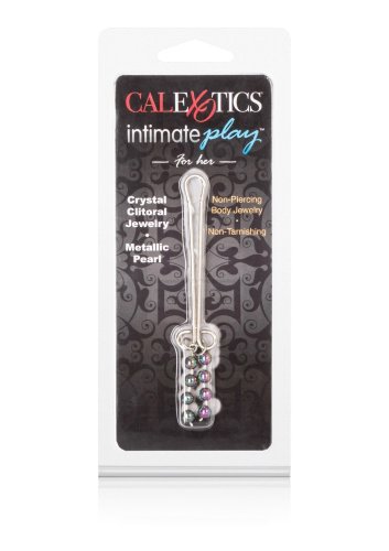 California Exotic Novelties Beaded Clitoral Jewelry - затискач для статевих губ з намистинами, (сріблястий)