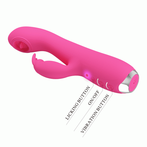Pretty Love Rachel Licking Vibrator - вибратор-кролик с имитацией оральных ласк, 19.9х3.5 см - sex-shop.ua