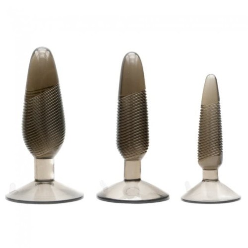 Kinx Twisted Smoke Butt Plug Set - Набір анальних пробок, 3 шт (чорний) - купити в Україні | Секс шоп SEX-SHOP.ua