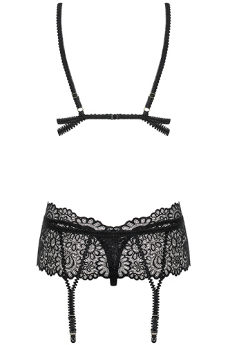 Obsessive Mixty set - кружевной эротический комплект, S/M (чёрный)