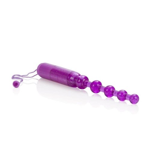 CalExotics Vibrating Pleasure Beads - анальна ялинка з вібрацією, 11х2 см (фіолетовий)