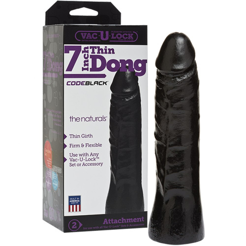 Фаллоимитатор-насадка Vac-U-Lock - CodeBlack - 7 Inch Thin Dong 18.3х5.6 см.