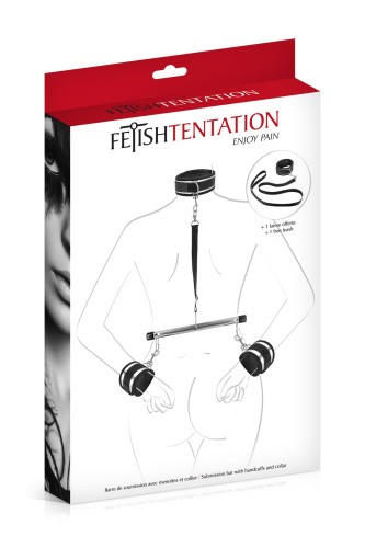 Fetish Tentation Submission bar with handcuffs and collar - фиксатор для рук и шеи с поводком - sex-shop.ua