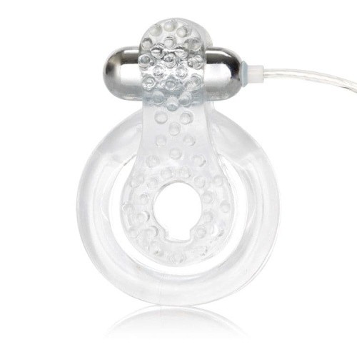 CalExotics Elite Sexual Exciter Crystal - двойное виброкольцо, 9х1.5 см (прозрачный)