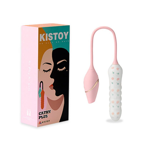KISTOY Cathy Plus - Вібратор із вакуумним стимулятором, 15,6х3,4 см (рожевий)