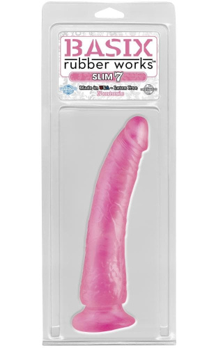 Фаллоимитатор Basix Slim 7, 18х3,5 см (красный) - sex-shop.ua